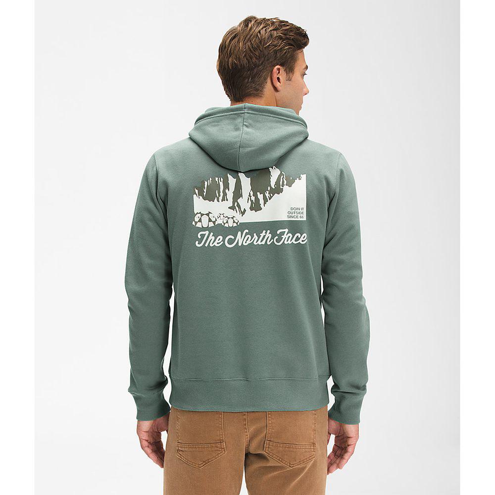 The North Face Mountain Scene Pullover Ανδρικα Φούτερ Hoodie - Πρασινο (IDRG47235)